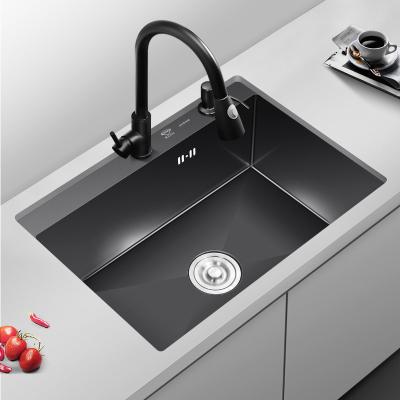 China Without Faucet Workstation PVD Nano Matte Black 304 Stainless Steel Handmade Kitchen Sink 6045 with Accessories for sale