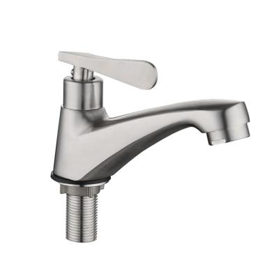 China Modern Hot Sell Bathroom Accessories Deck Mounted Stainless Steel 304 Sanitary Ware Single Cold Faucet Tap for sale