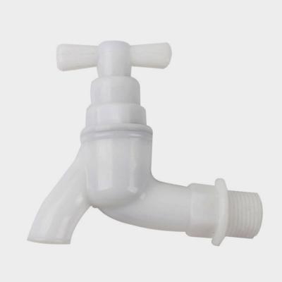 China Industrial White Tap Wall Mounted PVC Plastic Bib Cock Cold Water Tap Lock Faucet for South America and Asia for sale