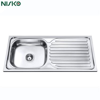 China With Faucet Stainless Steel Sink Kitchen Waste Collection Work Table With Double Sink Bench for sale