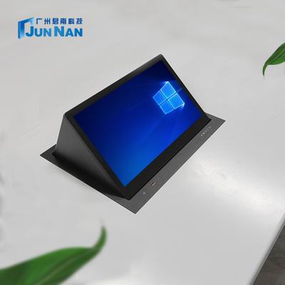 China Junnan Flipper 15.6 Easy Elevator Desk LCD Monitor Conference System Flipper Electric Lift Smart for sale