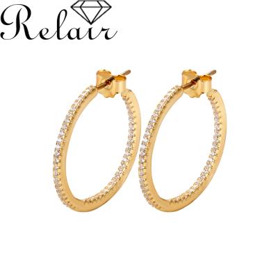 China Hiphop 2020 Big New Arrival High Quality Circle Yellow Gold Zircon Plated Zircon Earring for sale