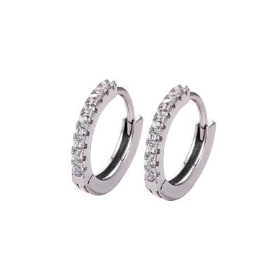 China Hiphop jewelry gift s925 sterling silver circle earrings shining CZ crystal circle earrings for women for sale