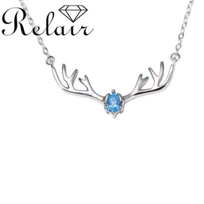 China Cute Christmas Jewelry 925 Sterling Silver Plated Animal Elk Deer Deer Pendant Necklace For Christmas Gift for sale