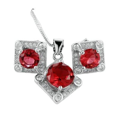 China CLASSIC Gold Plated 925 Silver Italian Red Jewelry Set Designs for sale