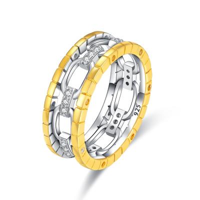 China Hot Sale CLASSIC Jewelry Cute CZ s925 Women 925 Cuban Link Chain Rings 18k 24k Silver Gold Plated for sale