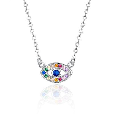 China Tasty Handmade Sterling Silver Cute Jewelry Gift Tennis Necklace Lead Free 925 Eye Cubic Zirconia Pendant For Women Rhodium Plated for sale