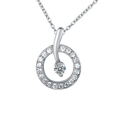 China CLASSIC Anniversary Concentric Circle 925 Sterling Silver Zircon Jewelry Pendant Unisex Necklace for sale