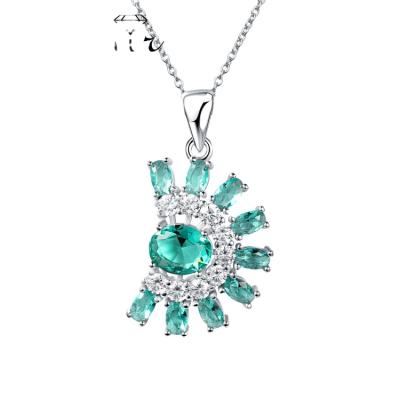 China Romantic Hot Style With Silver CZ Blue Stone Pendant Necklace For Festival ZC Cubic Zirconia 925 Sterling Silver for sale