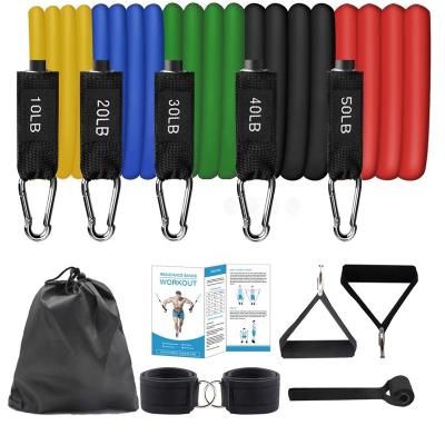 China 11 Pcs Portable Wholesale Latex Resistance Toning Tube Resistance Bands for sale