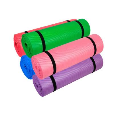 China Wholesale OEM china nbr non-slip yoga mat 10mm thick yoga mat with carrying strap for sale