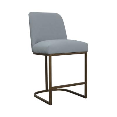 China Modern Metal Base Dining Chair Fabric Counter Bar Stool Chair With Metal Base for sale