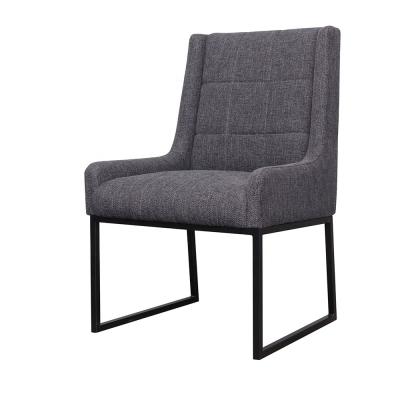 China Easy Clean Modern Luxury Gray Metal Base Fabric Stitching Dining Chair Without Arms For Living Room for sale