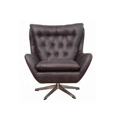 China Designer Chairs Factory Sale Brown Armchair PU Leather Lounge Swivel Lounge Chairs for sale