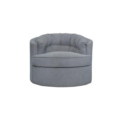 China Modern Gray Fabric Swivel Tub Chair Round Round Ring Back Barrel Accent Chair With Cushions for sale