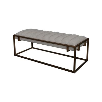 China Metal Frame Modern Indoor Fabric Long Bench Pouf Stool Foot Stool With Metal Frame for sale