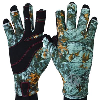 China Pro Anti-skid Camouflage Camouflage Men's Sun Protective Gloves Lightweight Wholesale Bow Fishing Hunting Archery Accessories Gloves for sale