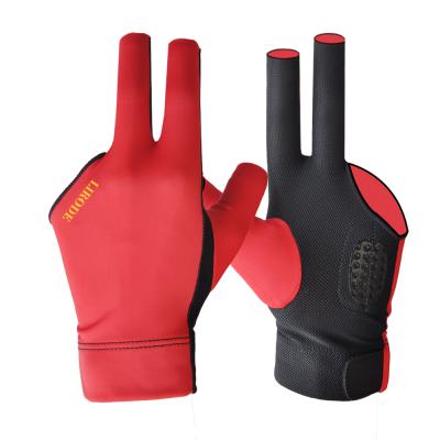 China Wholesale Best Snooker Spandex Gloves OEM ODM Pool Cue Cut Billiard Table Game Player Gloves With 3 Fingers for sale