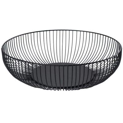 China Sustainable Black metal fruit basket Modern Home Table Decor Metal Iron Wire Counter Top Bowl  Holder Stand for Kitchen for sale