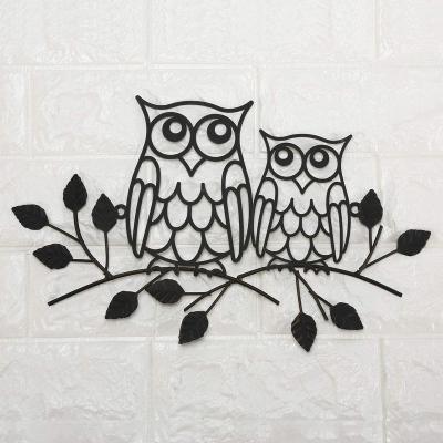 China Minimalist Metal Owl Decor On Branch Wall Pop Art Sculpture Art for Home Decor for sale