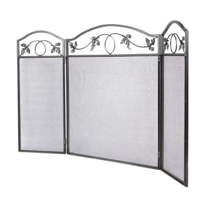 China Simple Pewter Iron Safe Proof Fence 3 Panel  Fireplace Screen for sale