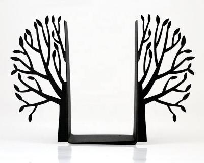 China Eco-friendly Black Laser Cut Unique Design Book Holders Metal Bookend for sale