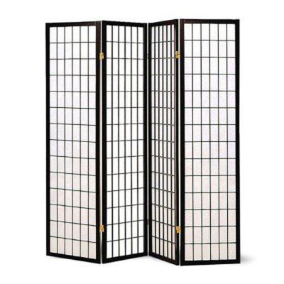 China Durable 4-Panel Folding Shoji Screen Metal Room Divider With Mental Hinges for sale