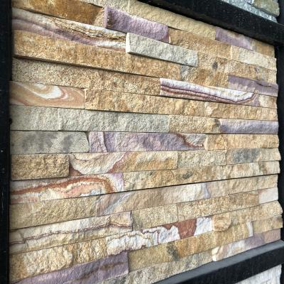 China Modern Hot Selling Mixed Culture Stone Sandstone Brown Color Marble Wall Cladding Irregular Mosaic Tile for sale