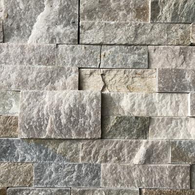 China Modern Practical Light Brown Natural Stone Design Quartzite Culture White Stone Ledge Stone Wall Rock Tiles for sale