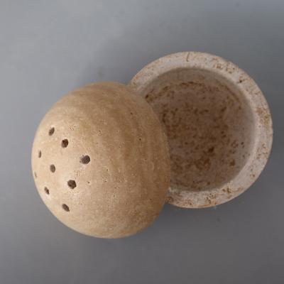 China TY Nautical Most Popular Travertine Censer Travertine Sphere Natural Stone Incense Holder for sale