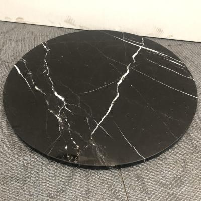 China Modern Good Service Nero Marquina Black Marble Sltone Round Table Top Black Marble With Mirror Effect for sale