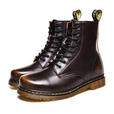 China Brown Fashion Lightweight Casual Ankle High Platform Leather Boots For Men for sale