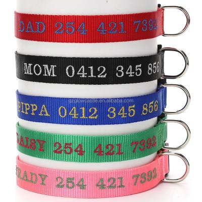 China Viable Embroidered Personalized DIY Nylon Dog Collar with Pet Name and Phone Number for sale