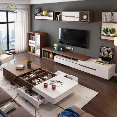 China New Product Adjustable Living Room Cabinet Modern Wood Frame Black TV Stand Furniture CETS005 for sale