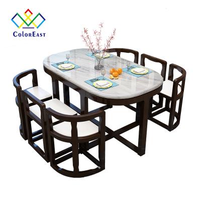 China Modern Value For Money Table Top Space Saving Dining Table And Marble Chair 6 Set CEDT005 for sale