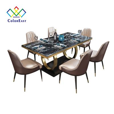 China (Other) Nordic modern dining table adjustable set light luxury marble dining table and chair combination CEDT007 for sale