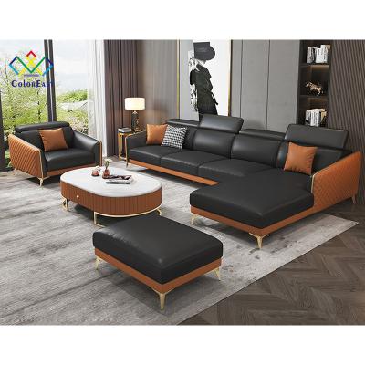 China (Size) Sofa Set Furniture Modern Genuine Leather Adjustable Sofa CELS015 for sale