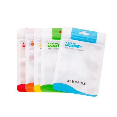 China CPP+BOPP Re-end Data Cable Packaging Laminated BOPP Ziplock Bags For Accessories for sale