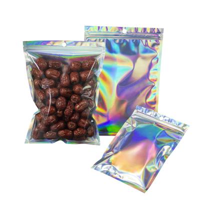 China Moisture Proof Customize Logo Zipper Mini Gummies Plastic Pouch Holographic Ziplock Bag For Food Package for sale