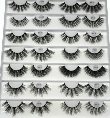 China 2022 Wholesale 3d winged full strip lashes customized faux mink eyelashes bundle curly strip lashes for sale