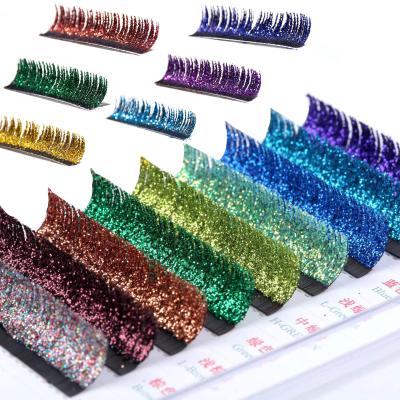 China Glitter & Wholesale Customized Available New Style Colorful Individual Shimmery Lashes Private Label Glitter Eyelash Extensions for sale