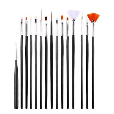 China NAIL 15pcs/set Nail Polish Professional Synthetic Acrylic Brush Pink Black White Nail Art Brush Set Brush Nail Art Acrylic for sale