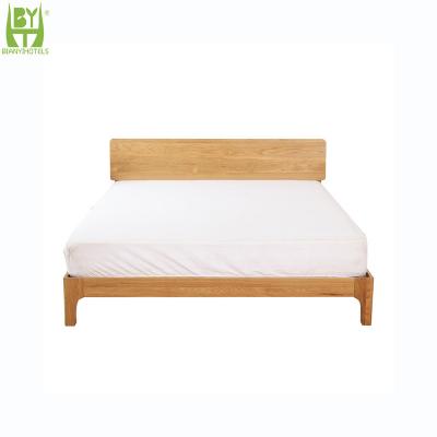 China Hotel Style Single Wooden Guest Room Comfortable Customized Wooden Bed Single Bed for sale