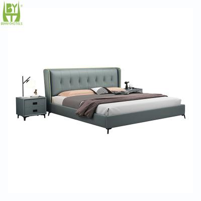 China Modern Design Comfortable Home Hotel Furniture Bedroom Hidden Storage Leather Material Bed for sale