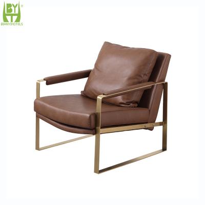 China Comfortable Factory Direct Hotel Lobby Desk Front Desk Leather Chair With Gold Metal Base for sale