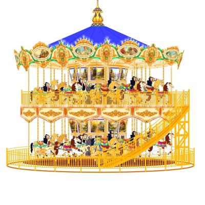 China FRP+steel FRP+steel Luxury Happy Happy To Put 30 Years Proven Factory Manufacturing Plant Around Romantic Horse Fun Double Layer Carousel for sale