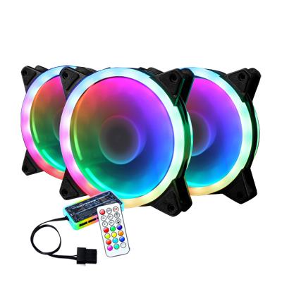 China Computer Case Aperture 120*120*25mm Custom Dual Exhaust Dual Fan Wentylator Ram Rgb Fan With Molex 4 PIN Ring Mixed Color LED Light Interface for sale