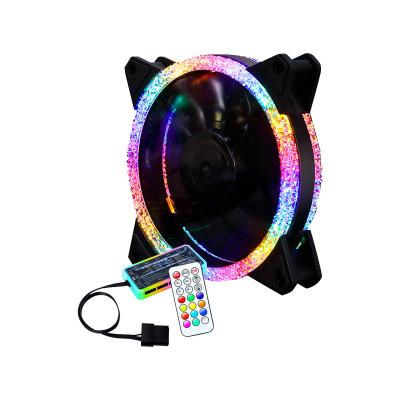 China Quiet Design Cooling Fan and Colorful LED Light 120mm Best Quality Case Fan 12V Super Silent DC Computer with RGB Remote Control for PC Case for sale