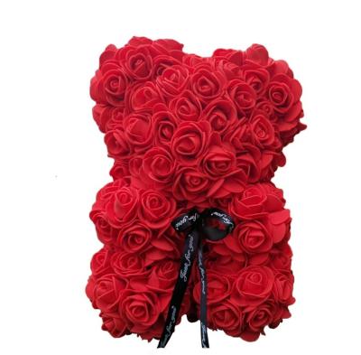 China Environmental protection Amazon success 25cm artificial flower foam green teddy rose bear for Valentine's Day gifts for sale