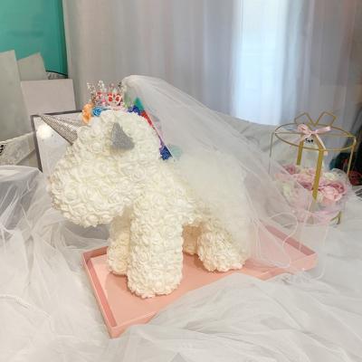 China Environmental Protection Amazon Success Valentine's Day Wedding Gift Box Green Unicorn Mounted Bear For Girlfriend for sale